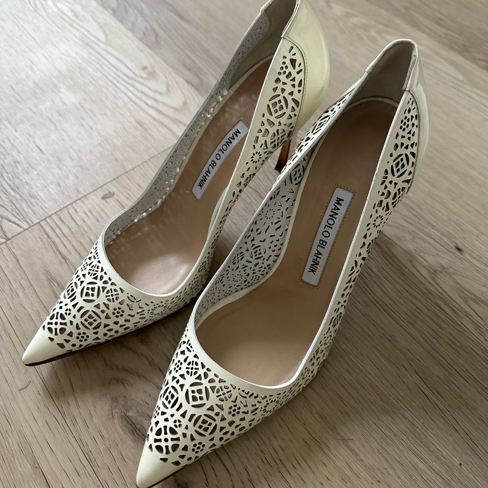 Manolo Blahnik White Heels